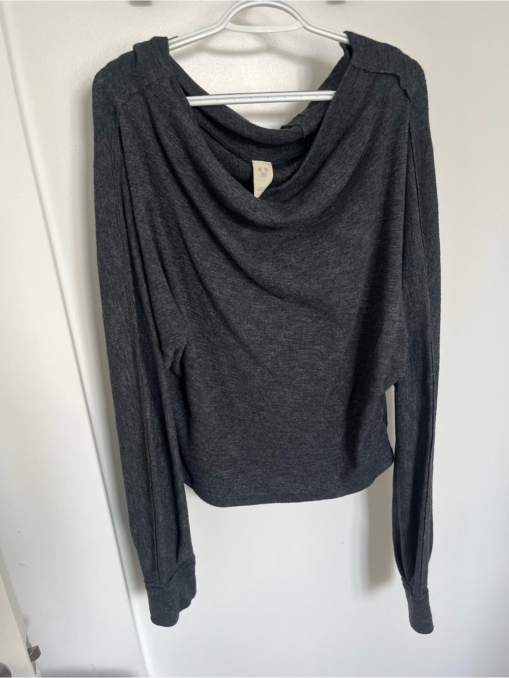 We The Free Women's Charcoal Draped Cowl Neck Sweater